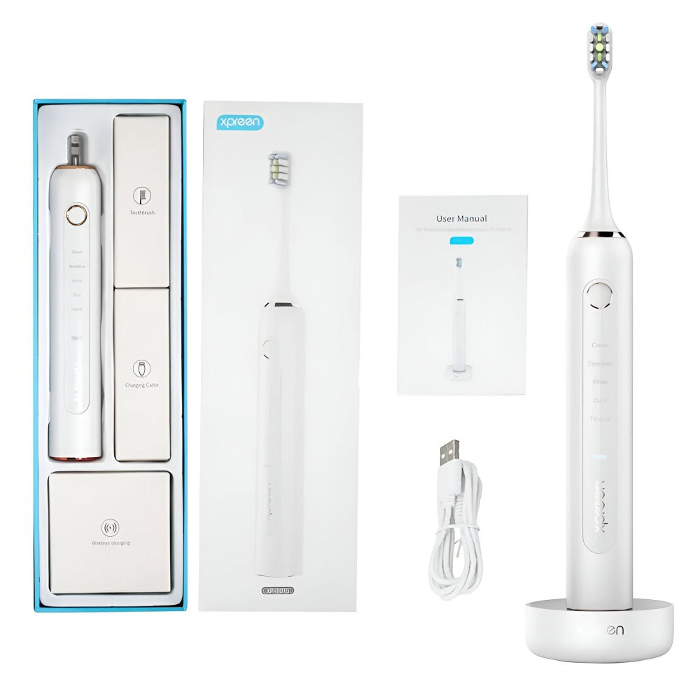 Periuta de Dinti Electrica Sonica, 40000 Pulsatii/min, 5 Moduri de Curatare, Rezistent la Apa IPX7, 2000mAh, Incarcare Wireless, Autonomie 60 Zile, 1 Capat Inclus, Alb