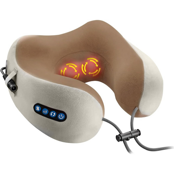 Perna pentru Masaj la Gat, Suport Cervical, din Spuma cu Memorie, in forma de U, 3 Functii, Miscare Circulara, Relaxarea Muschilor, Pozitie Confortabila, Incalzire, Husa Detasabila, pentru Acasa, Birou, Masina sau Calatorii, Incarcare USB, Gri