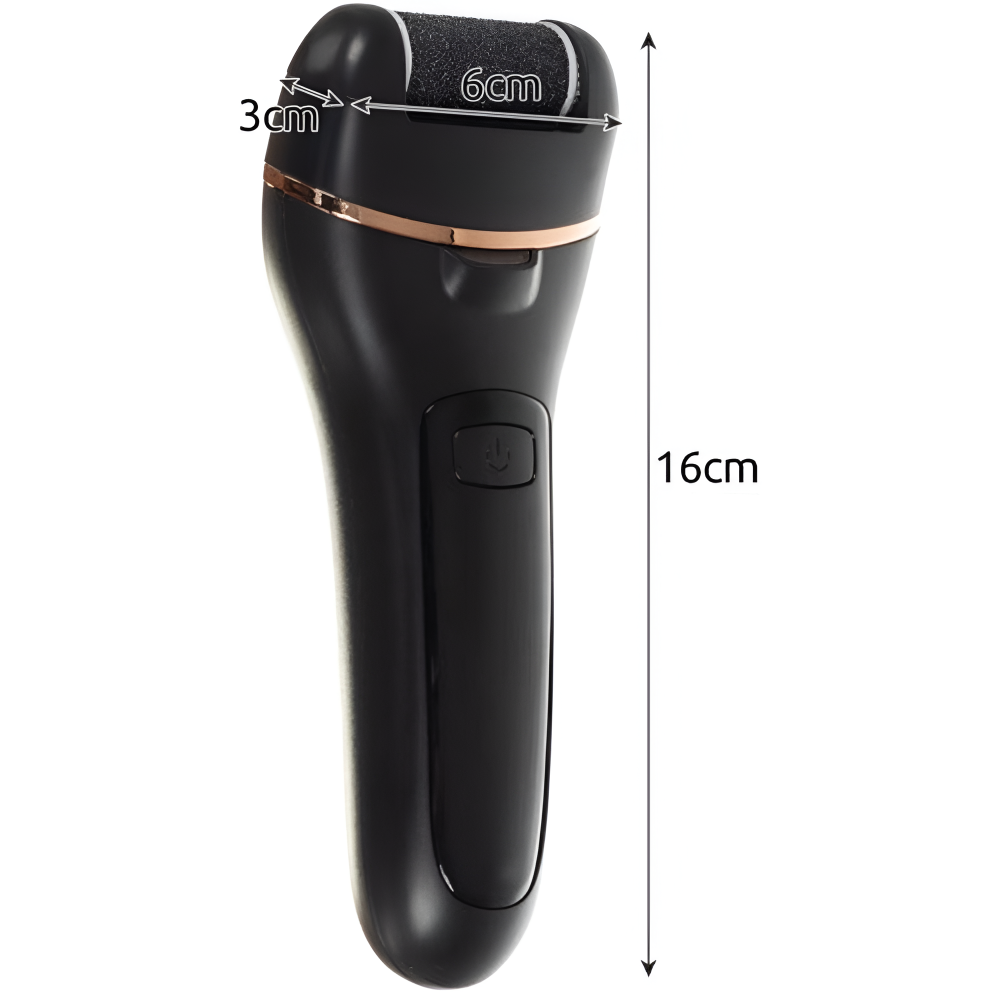 Pila Electrica pentru Talpi, Calcaie, Bataturi si Piele Moarta, Afisaj LCD Baterie, Lanterna LED, 2 Viteze, 2000 rot/min, Incarcare USB, Rezistent la Apa, 6 Capete, Accesorii Incluse, Negru