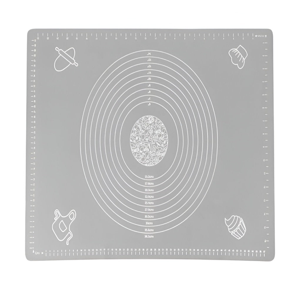 Plansa din Silicon Alimentar, pentru Modelare Aluat, Rezistenta la Temperaturi Ridicate si Rupere, Anti-alunecare, cu Masuratori de Lungime si Diametru, Usor de Curat, Flexibila, 64 x 45 cm, Gri