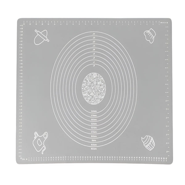 Plansa din Silicon Alimentar, pentru Modelare Aluat, Rezistenta la Temperaturi Ridicate si Rupere, Anti-alunecare, cu Masuratori de Lungime si Diametru, Usor de Curat, Flexibila, 64 x 45 cm, Gri