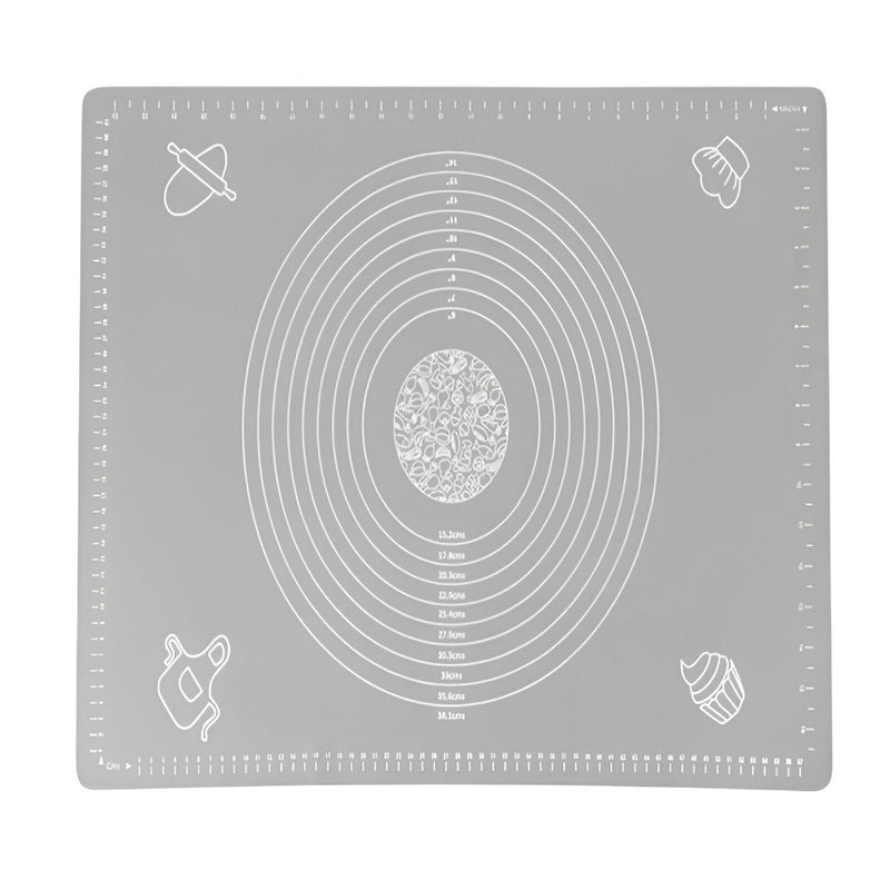 Plansa din Silicon Alimentar, pentru Modelare Aluat, Rezistenta la Temperaturi Ridicate si Rupere, Anti-alunecare, cu Masuratori de Lungime si Diametru, Usor de Curat, Flexibila, 64 x 45 cm, Gri