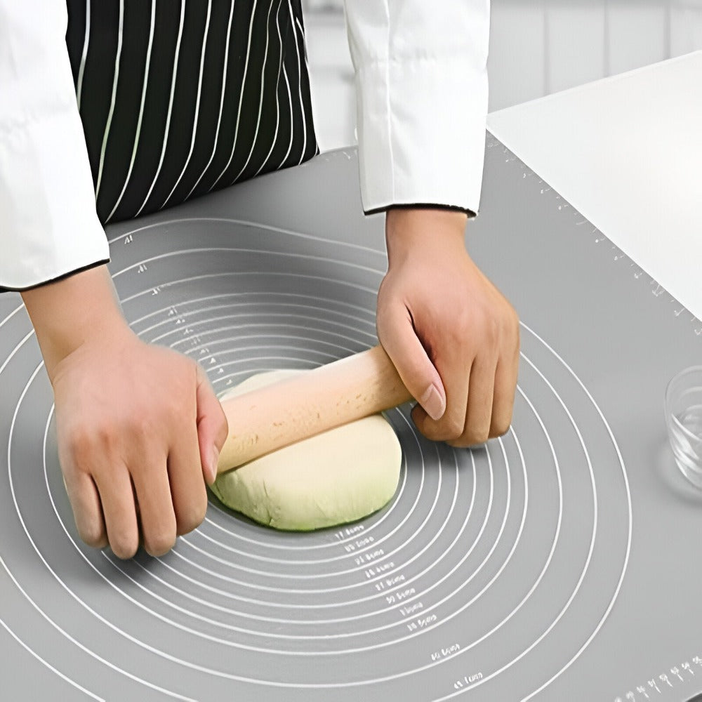 Plansa din Silicon Alimentar, pentru Modelare Aluat, Rezistenta la Temperaturi Ridicate si Rupere, Anti-alunecare, cu Masuratori de Lungime si Diametru, Usor de Curat, Flexibila, 64 x 45 cm, Gri