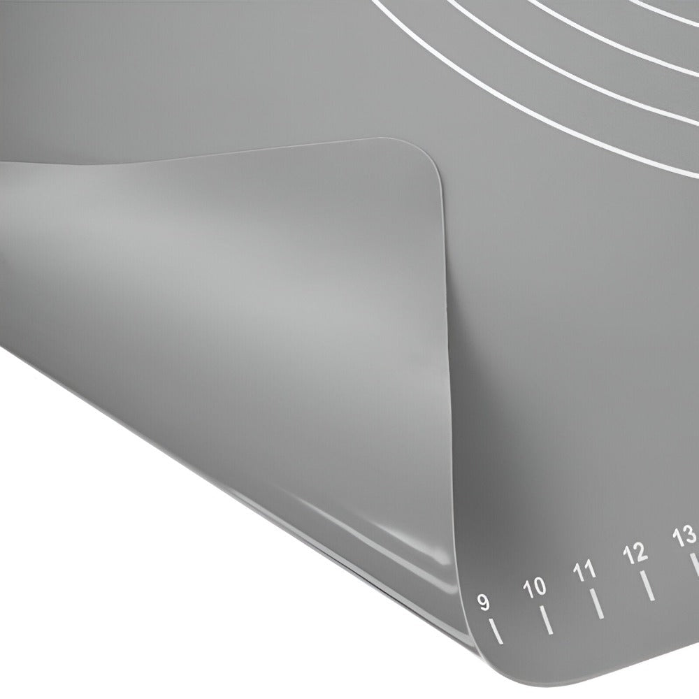 Plansa din Silicon Alimentar, pentru Modelare Aluat, Rezistenta la Temperaturi Ridicate si Rupere, Anti-alunecare, cu Masuratori de Lungime si Diametru, Usor de Curat, Flexibila, 64 x 45 cm, Gri