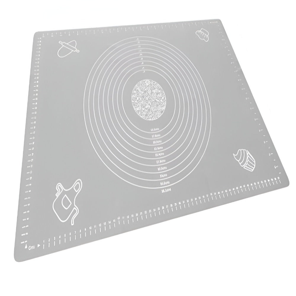 Plansa din Silicon Alimentar, pentru Modelare Aluat, Rezistenta la Temperaturi Ridicate si Rupere, Anti-alunecare, cu Masuratori de Lungime si Diametru, Usor de Curat, Flexibila, 64 x 45 cm, Gri