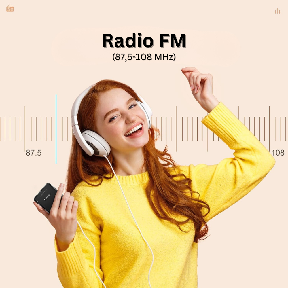 Player MP3 cu Touchscreen, Ecran 2.4 inch, Bluetooth 5.3, 128GB Memorie, Suporta Card SD pana la 128GB, Difuzor, Sunet HiFi, Radio FM, E-book Reading, Reportofon, Alarma, Calendar, Portabil, USB-C, Casti Incluse, Negru