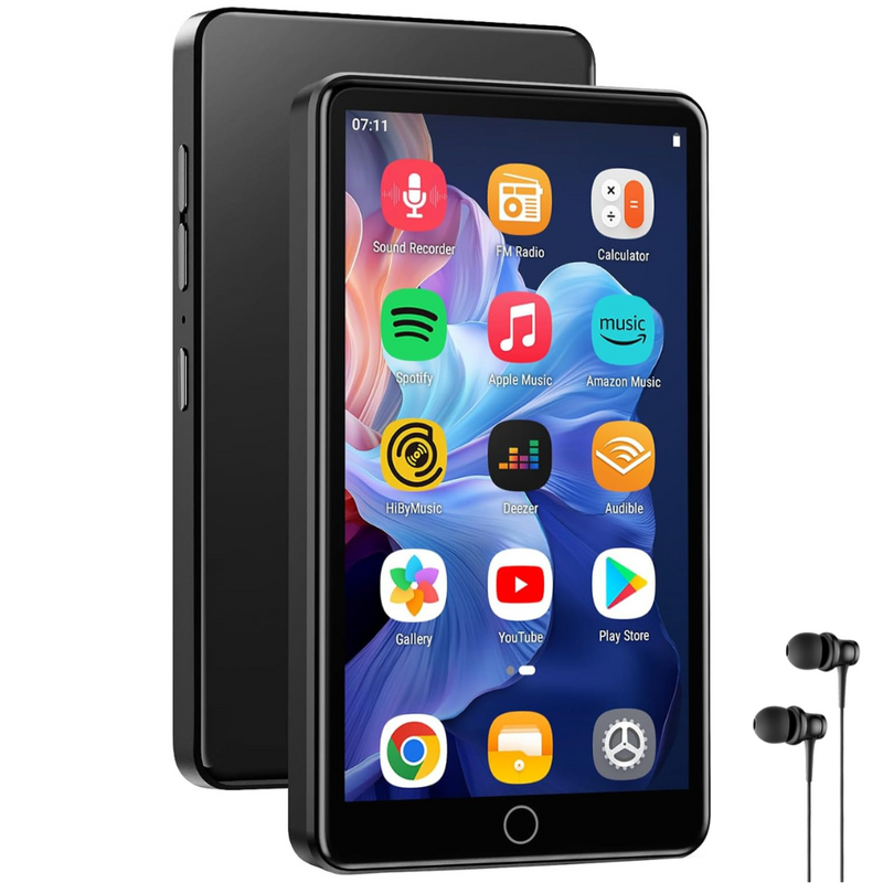 Player MP4 cu Touchscreen, Ecran 4.02 inch, 144GB Memorie, Suporta Card SD pana la 512GB, Bluetooth, Baterie de 2000 mAh, Difuzor, Sunet HiFi, Radio FM, Inregistrare Voce, Calculator, Ceas, Vreme, Portabil, USB-C, Casti, Husa, Folie Negru