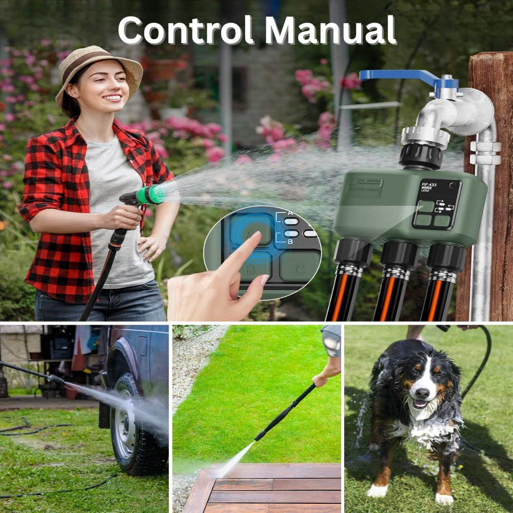 Programator WiFi pentru Irigare/Udare, cu 3 Iesiri, Programe de Irigare, Control prin Aplicatie, Rain Delay, Automat sau Manual, Rezistent la Apa, Control Vocal, Compatibil Amazon Alexa, Google Assistant, Senzor Exterior, Accesorii Incluse