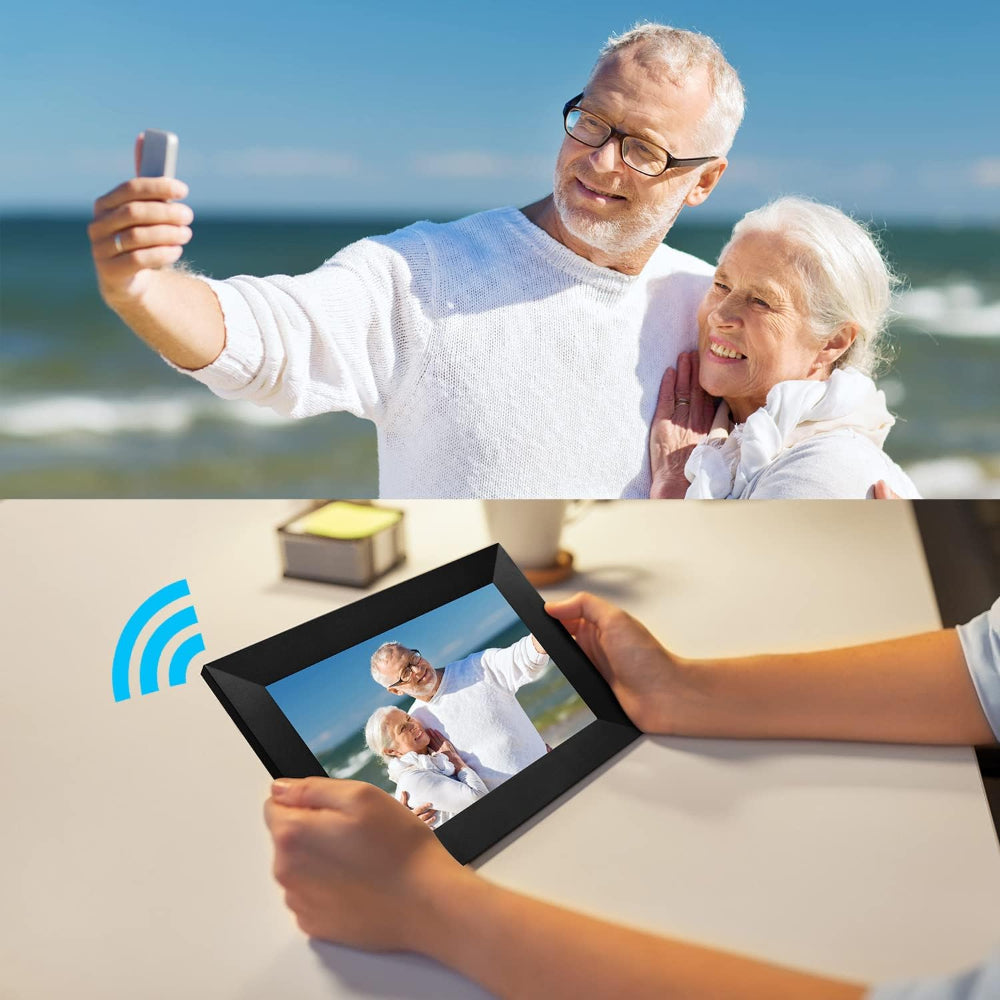 Rama Foto Digitala WIFI, 10.1 inch, Memorie 32 GB, 1 GB RAM, Ecran Tactil, 1080P, Rezolutie 1280 x 800 HD IPS, Difuzor 2 x 2 W, Rotire Automata, USB, Card SD, Ceas, Meteo, Poze/Video, Aplicatie Frameo, Suporta mai multi Utilizatori, Negru