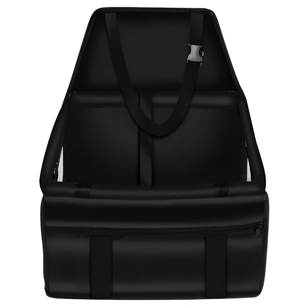 Scaun pentru Transportat Catei si Pisici in Masina, Curelele Reglabile, Buzunar Depozitare cu Fermoar, Protectie Tapiterie Auto, Impermeabila, Respirabila, pentru Talie Mica, 40 x 40 x 32 cm, Negru