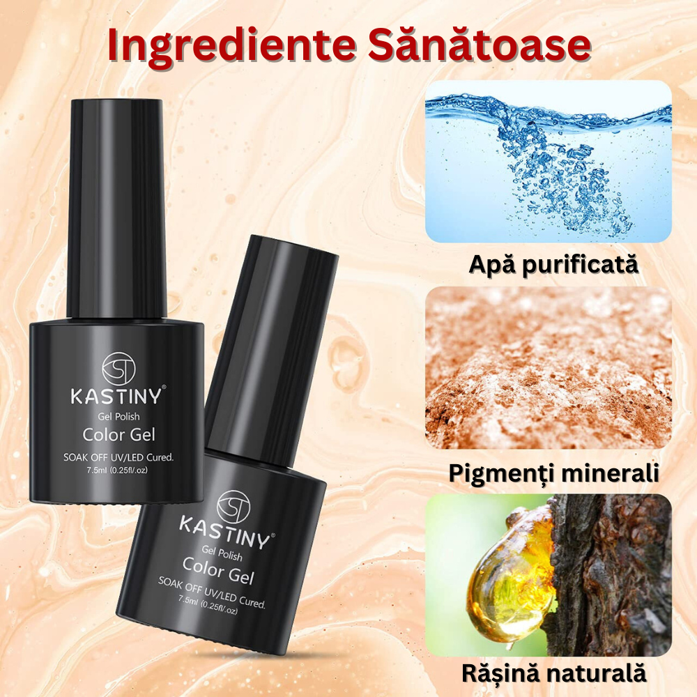 Set de Manichiura cu Gel UV, 6 x Gel Color, Baza, Strat Superior, Mat si Lucios, Nuante Naturale, Non-Toxice, Multicolor