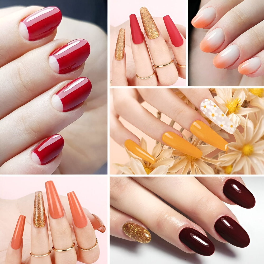Set de Manichiura cu Gel UV, 6 x Gel Color, Baza, Strat Superior, Mat si Lucios, Nuante Naturale, Non-Toxice, Multicolor