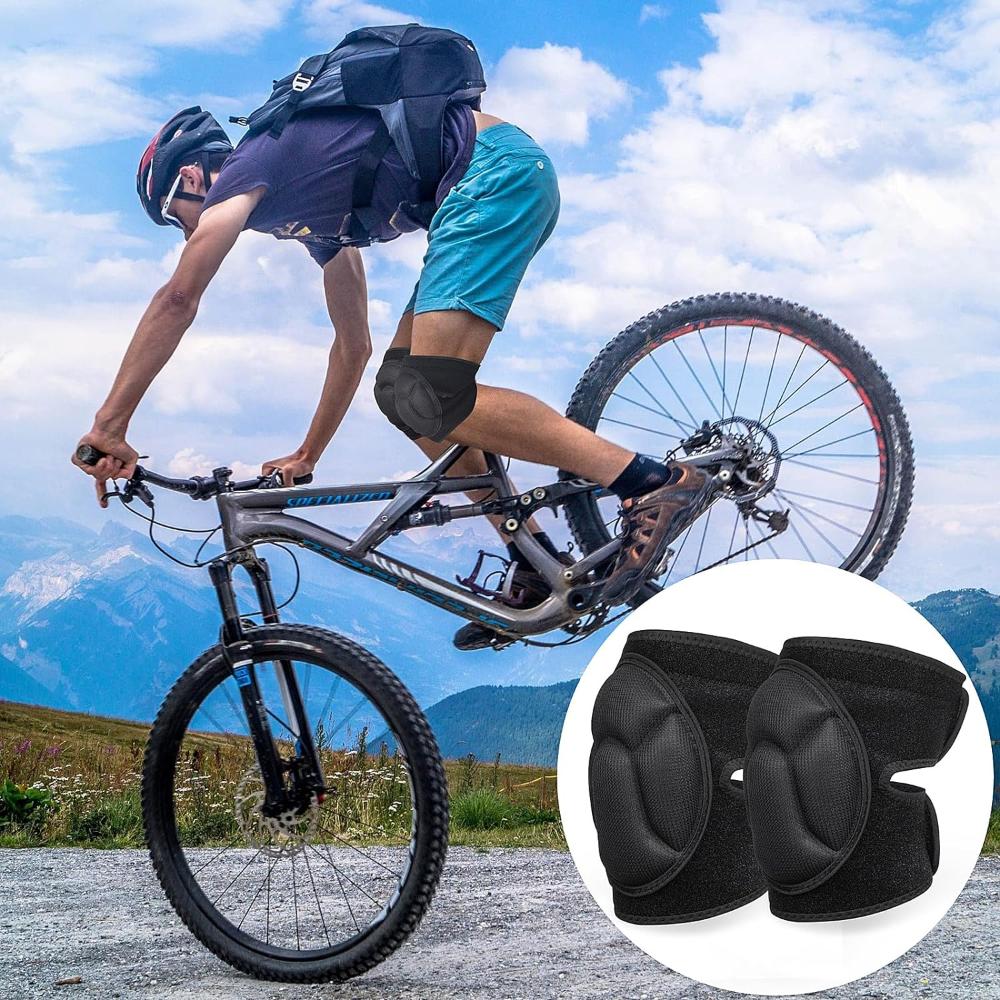 Set 2 Genunchiere, Protectie Spuma EVA, Ajustabile Velcro, pentru Genunchi, Coate, Lucru, Handbal, Volei, Baschet, Respirabile si Moi, 30-44 cm, Unisex, Negru