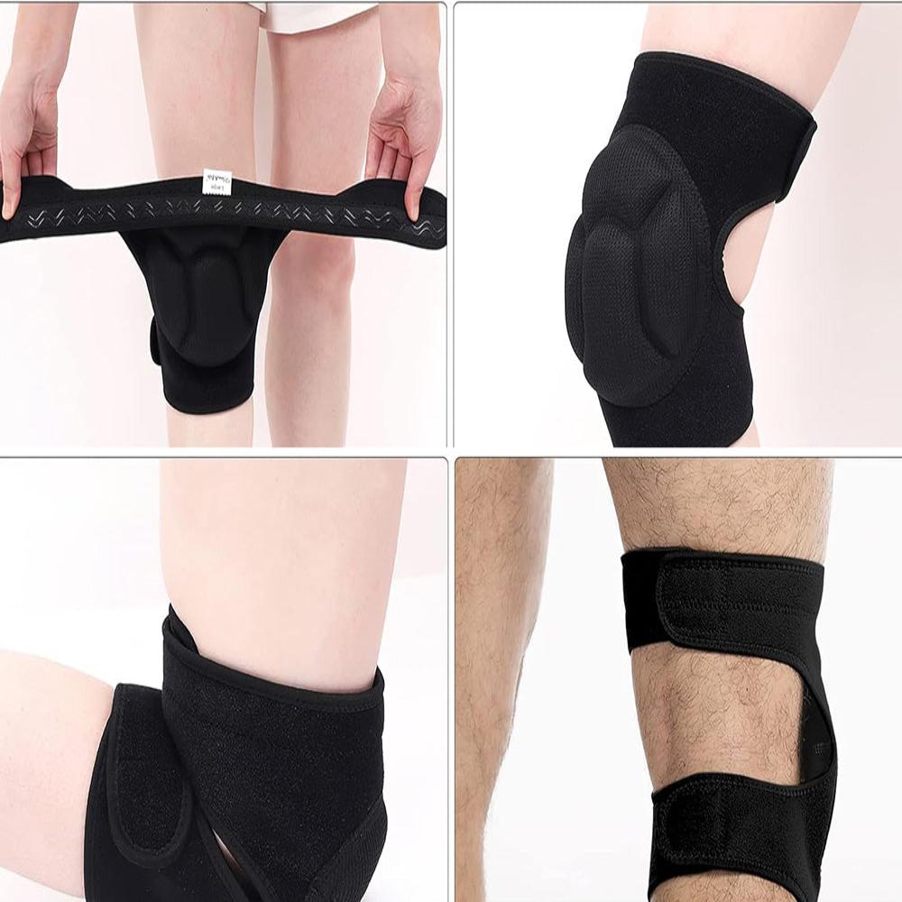 Set 2 Genunchiere, Protectie Spuma EVA, Ajustabile Velcro, pentru Genunchi, Coate, Lucru, Handbal, Volei, Baschet, Respirabile si Moi, 30-44 cm, Unisex, Negru