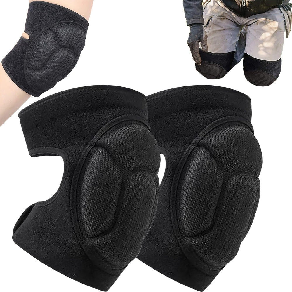 Set 2 Genunchiere, Protectie Spuma EVA, Ajustabile Velcro, pentru Genunchi, Coate, Lucru, Handbal, Volei, Baschet, Respirabile si Moi, 30-44 cm, Unisex, Negru