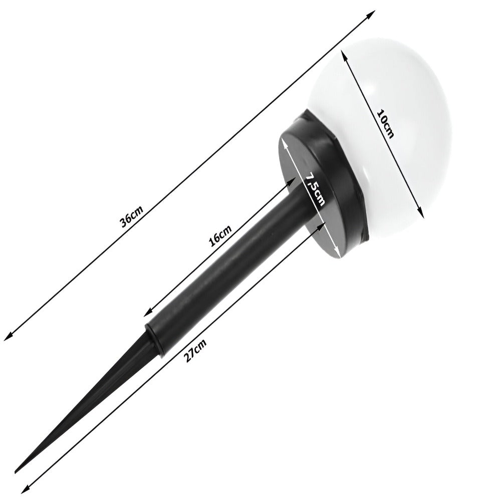 Set 4 Lampi Solare RGB LED, de Exterior, pentru Gradina, tip Glob Mat, cu Tarus, Decorative, cu Senzori de Amurg, Miscare si Lumina, Rezistenta la Apa IP65, Negru/Alb - Velixo