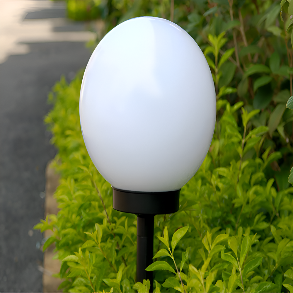 Set 4 Lampi Solare RGB LED, de Exterior, pentru Gradina, tip Glob Mat, cu Tarus, Decorative, cu Senzori de Amurg, Miscare si Lumina, Rezistenta la Apa IP65, Negru/Alb - Velixo