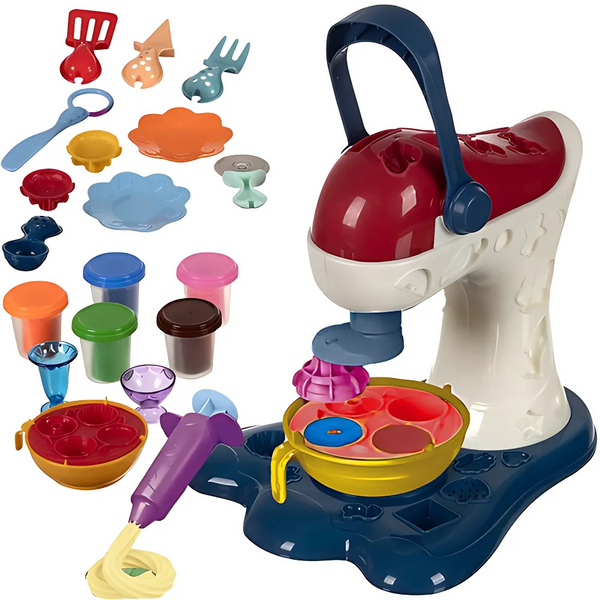 Set Plastilina, Masina de Prajituri, Instrumente de Modelare Multiple, 5 Culori Diferite de Pasta Modelatoare, Usor de Folosit si Curat, Jucarie Educativa, Interactiva, pentru Copii, Nu se Usuca/Lipeste, + 3 ani, 26 x 21.5 x 18 cm, Multicolor