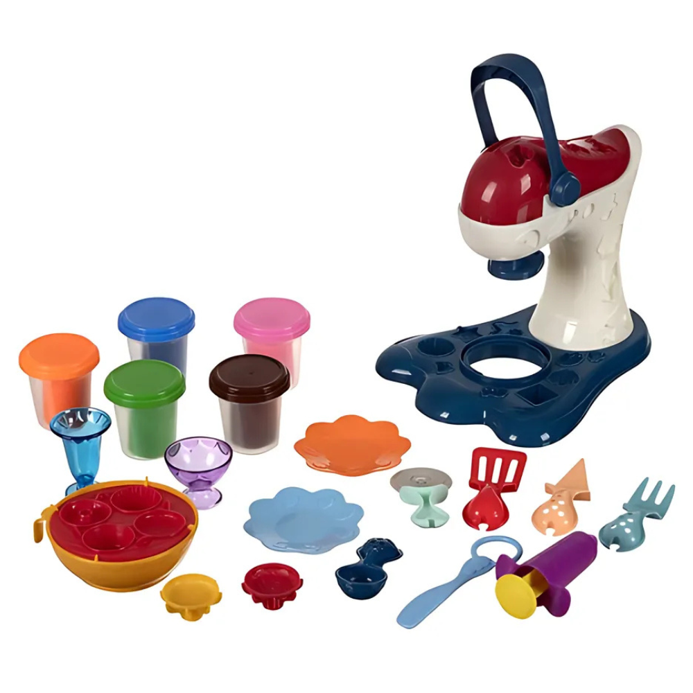Set Plastilina, Masina de Prajituri, Instrumente de Modelare Multiple, 5 Culori Diferite de Pasta Modelatoare, Usor de Folosit si Curat, Jucarie Educativa, Interactiva, pentru Copii, Nu se Usuca/Lipeste, + 3 ani, 26 x 21.5 x 18 cm, Multicolor