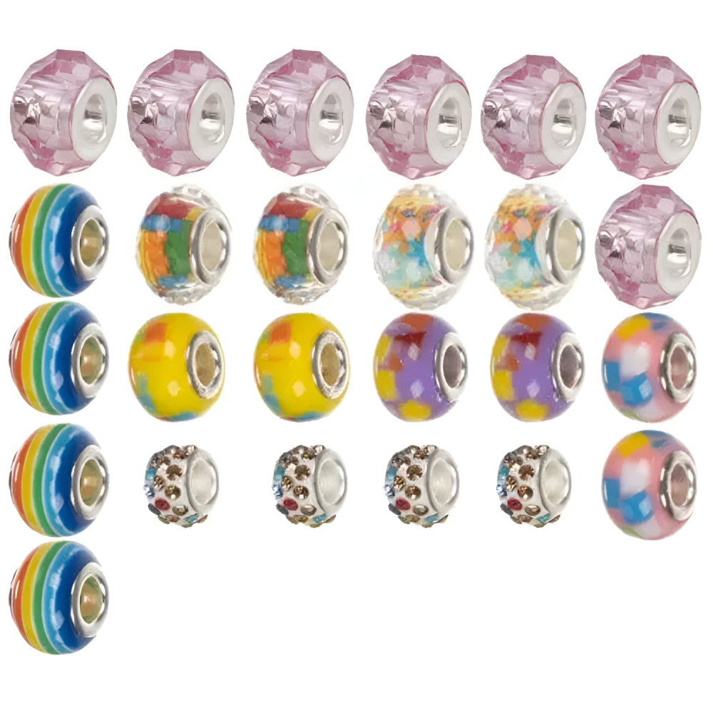 Set Realizare Bratari Colorate, Contine Diverse Pandantive si Margele, 4 Bratari, 70 Piese, Dezvolta Abilitatile Manuale, Portabil, Cutie Depozitare Inclusa, Multicolor