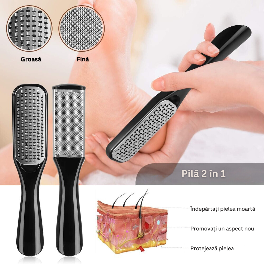 Set de 31 Piese Manichiura Pedichiura, cu Pila Calcaie, Pila Unghii, Unghiera, Cleste Cuticule si Alte Accesorii, pentru Ingrijirea Mainilor si Picioarelor, Cutie Depozitare Inclusa, Negru/Argintiu