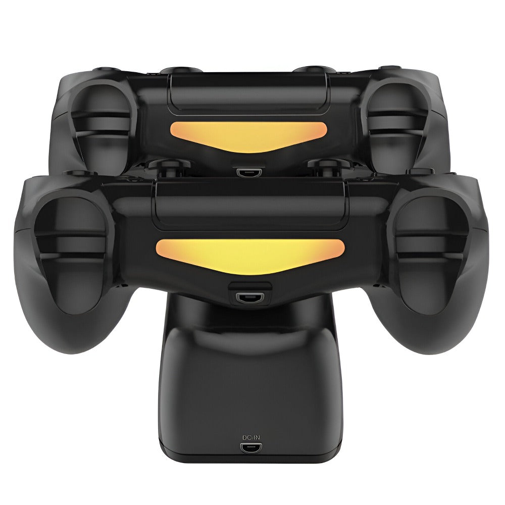 Stand de Incarcare Dubla, 2 x Controller, Indicator LED Display, Compatibilitate PlayStation PS4, Slim, Pro, Incarca Simultan Doua Manete, Antiderapant, Port USB, Negru