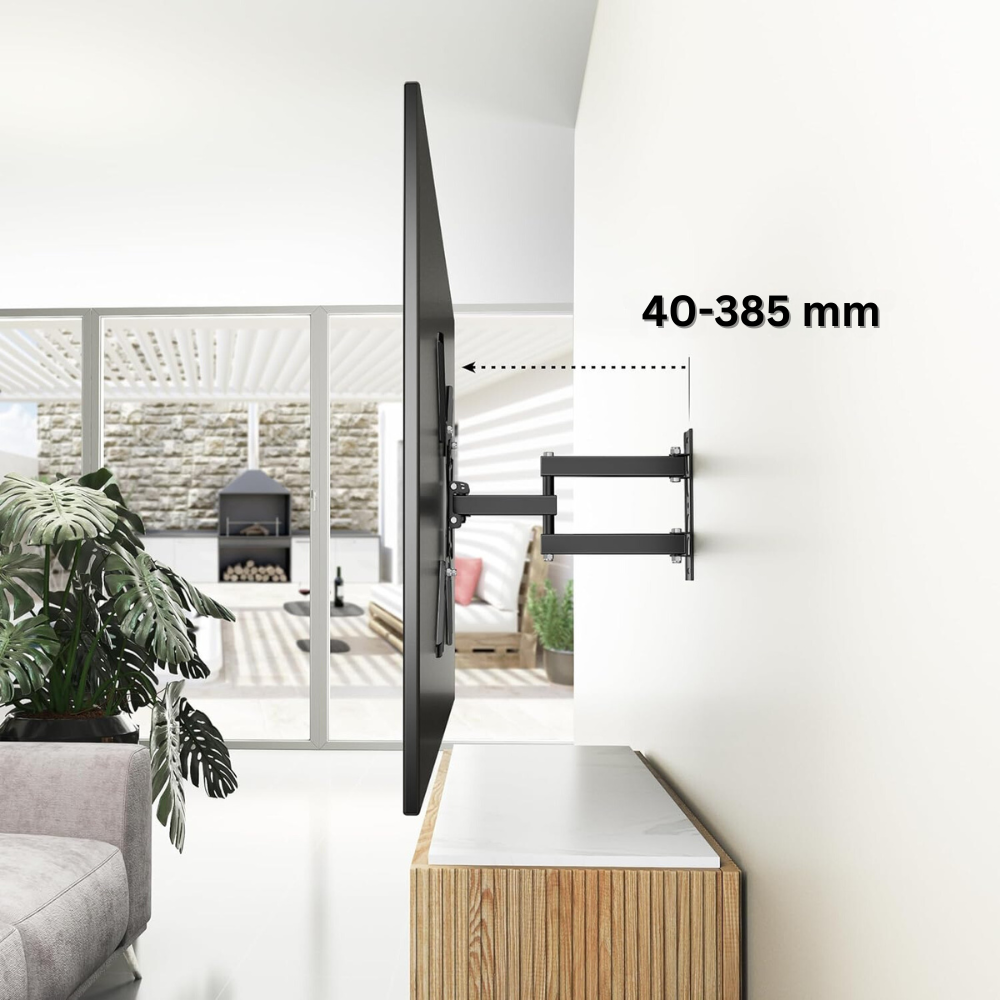 Suport TV de Perete cu Brat, Reglabil Vertical, Orizontal, pentru Monitoare LED, LCD, PC, Plasma, Aplicare Universala, Incluse Elemente de Montare, 22kg, 14"-55" (36cm-140cm), Negru