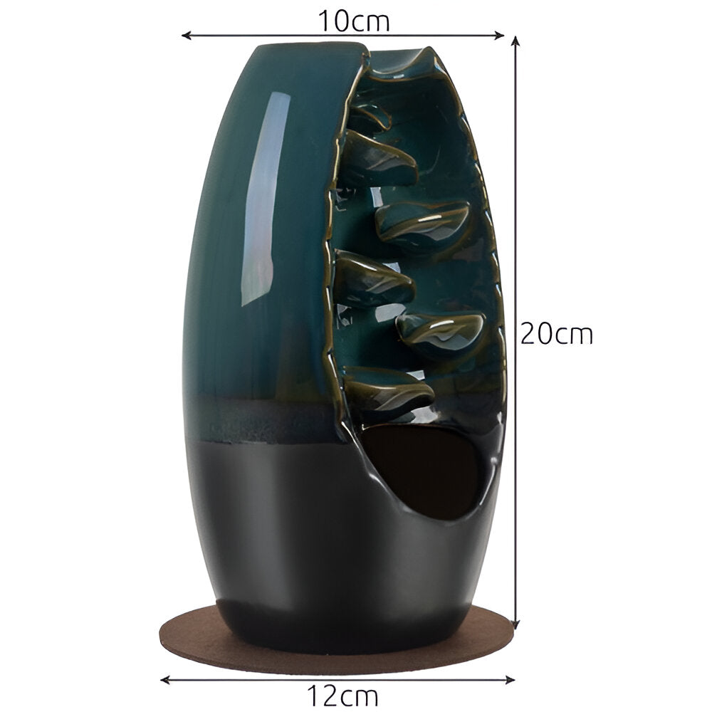 Suport pentru Conuri cu Efect Cascada de Gheata Calda, Aromaterapie, 5 Trepte, Ceramica si Lemn, Efect de Relaxare, Imbunatateste Calitatea Somnului, 55 Conuri Colorate Incluse, Multicolor