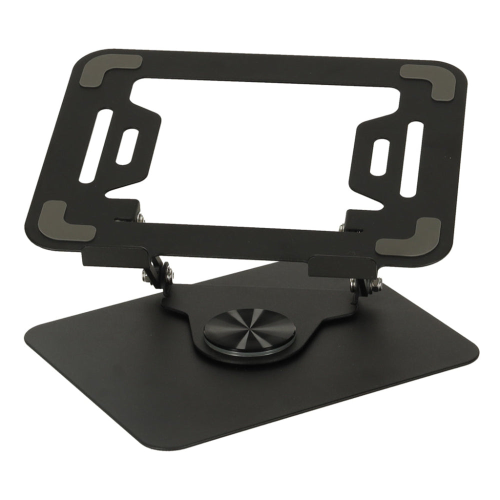 Suport pentru Laptop, Stand Reglabil pe Inaltime, Baza Rotativa 360°, Anti-Alunecare, Disiparea Caldurii, Portabil, Pliabil, Compatibil cu Toate Laptopurile 10-16'', din Metal, Cheie si Imbus Inclus, Negru