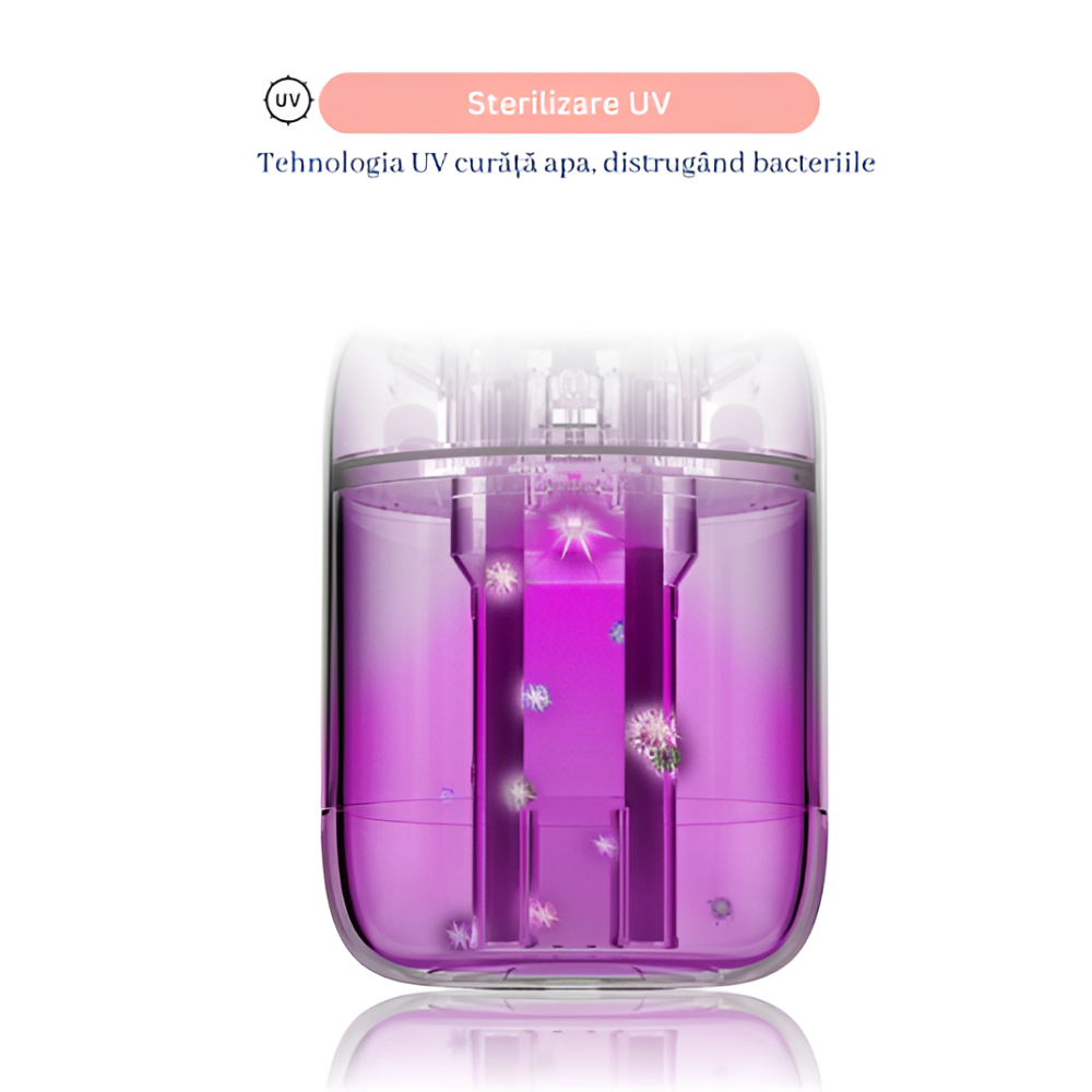 Umidificator de Aer Ultrasonic, cu Difuzor Aromaterapie, Afisaj LED, Sterilizare UV, Pulverizare Dubla, Portabil, pentru Casa, Birou si Masina, 1L Capacitate, 10 Filtre Incluse, Verde