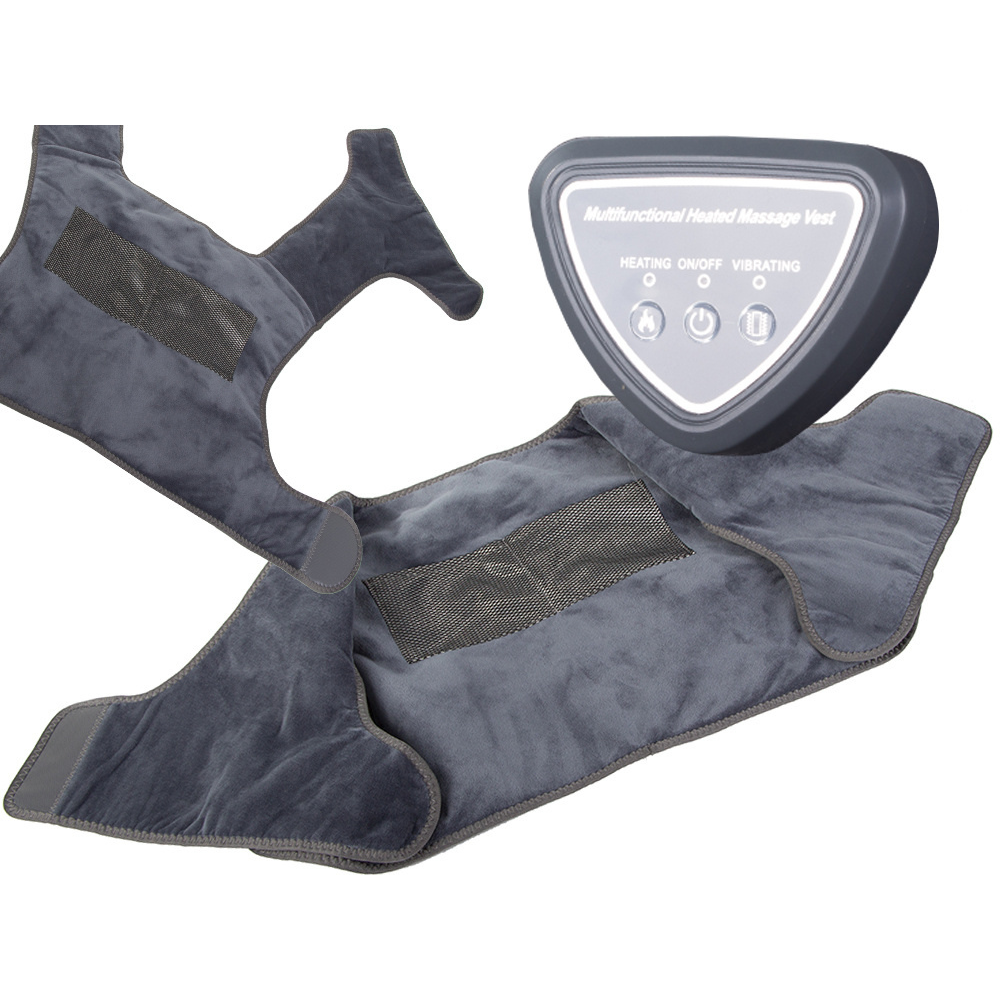 Vesta Electrica cu Incalzire, 3 Nivele de Temperatura, 3 Moduri de Masaj, pentru Umeri, Spate, Dureri Musculare, Articulare, Masaj Relaxant, Reglabila cu Velcro, Protectie la Supraincalzire, Moale si Placuta la Atingere, Alimentare USB, Gri