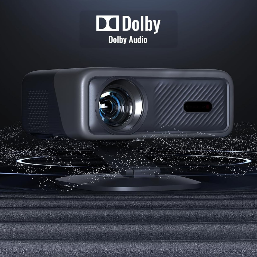 Videoproiector 1080P Full HD, WiFi 6, Bluetooth 5.2, 28000 Lumeni, Audio Dolby, Focalizare Automata, Corectie Trapezoidala, Suporta 4K, Rezolutie 1920 x 1080, LCD, LED, HDMI, AV, USB, Mirroring, Zoom, Contrast 20.000:1, Telecomanda, Suport