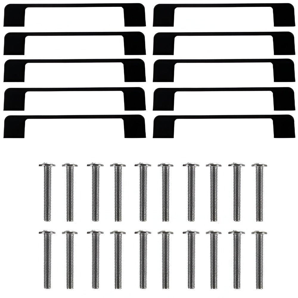 Set 10 Manere Mobila pentru Dormitor, Bucatarie, Comoda, Noptiera, Dulap, Sertar, Schimba Aspectul Mobilierului, din Aluminiu, Aplicare Universala, Usor de Montat, 104 mm Lungime, Distanta Gauri 96 mm, Suruburi de Fixare Incluse, Negru Mat