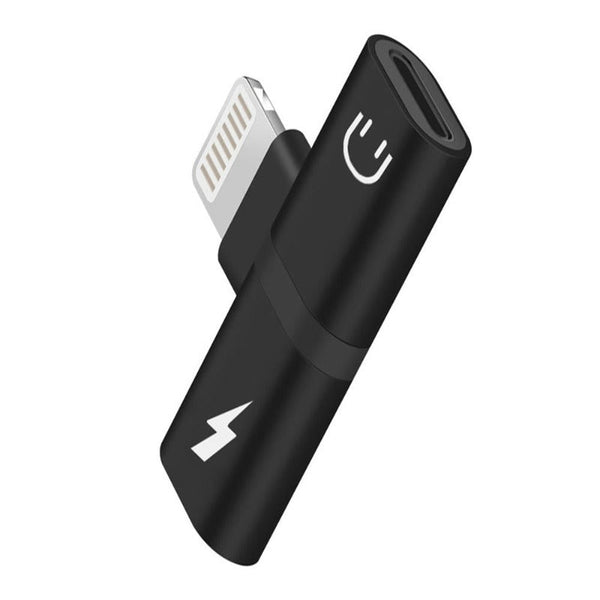Adaptor 2 in 1, Casti si Incarcator, Mufa Dual Lightning Charge, Compatibil pentru iPad, iPhone 7, 8, X/XS, XR, 11, 12, 13, 14 Mini, Plus, Pro, Max, Incarcare, Universal, Negru