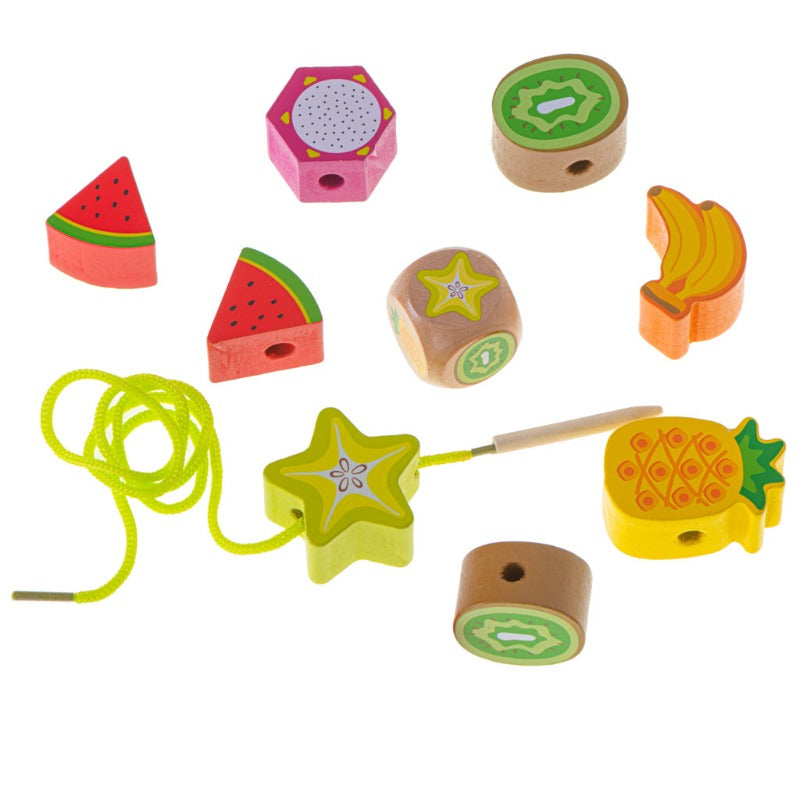 Joc Educativ de Echilibru Arici, cu Fructe Colorate, Stivuit, Lemn Montessori, 12 Piese, Zar si Snur, Dezvolta Coordonarea Mana-Ochi, Dexteritatea si Indemanarea, Lemn Vopsit cu Lacuri non-toxice, pentru Copii, + 3 ani, 18 x 12 cm, Multicolor