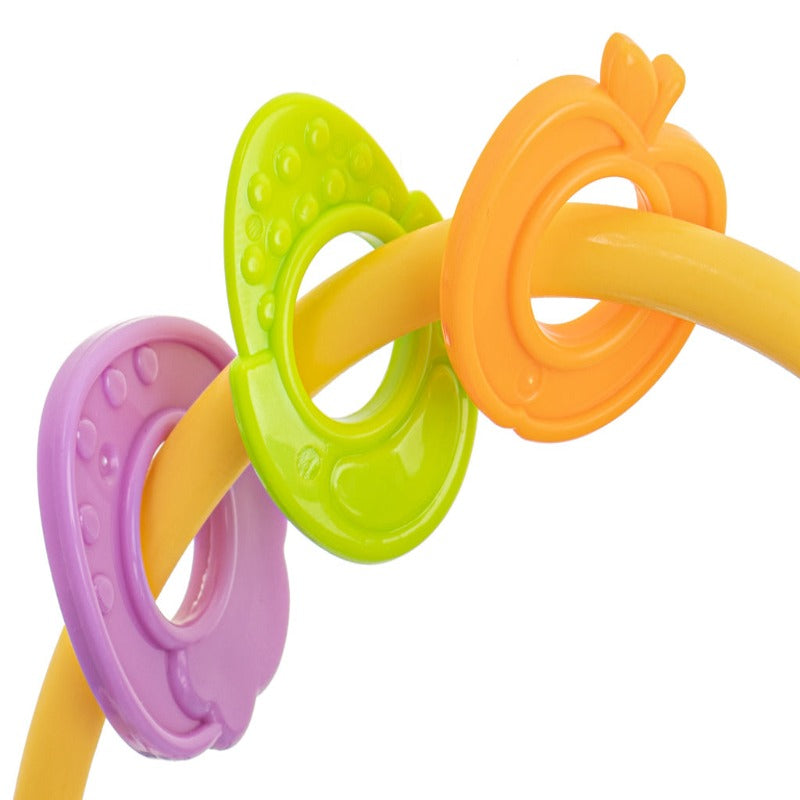 Jucarie Zornaitoare Bebelusi, Minge cu Inele, Materiale Non-Toxice, pentru Dentitie si Motricitate, Prindere Usoara, Coordonarea Mana-Ochi, Unisex, 0-24 luni, Multicolor