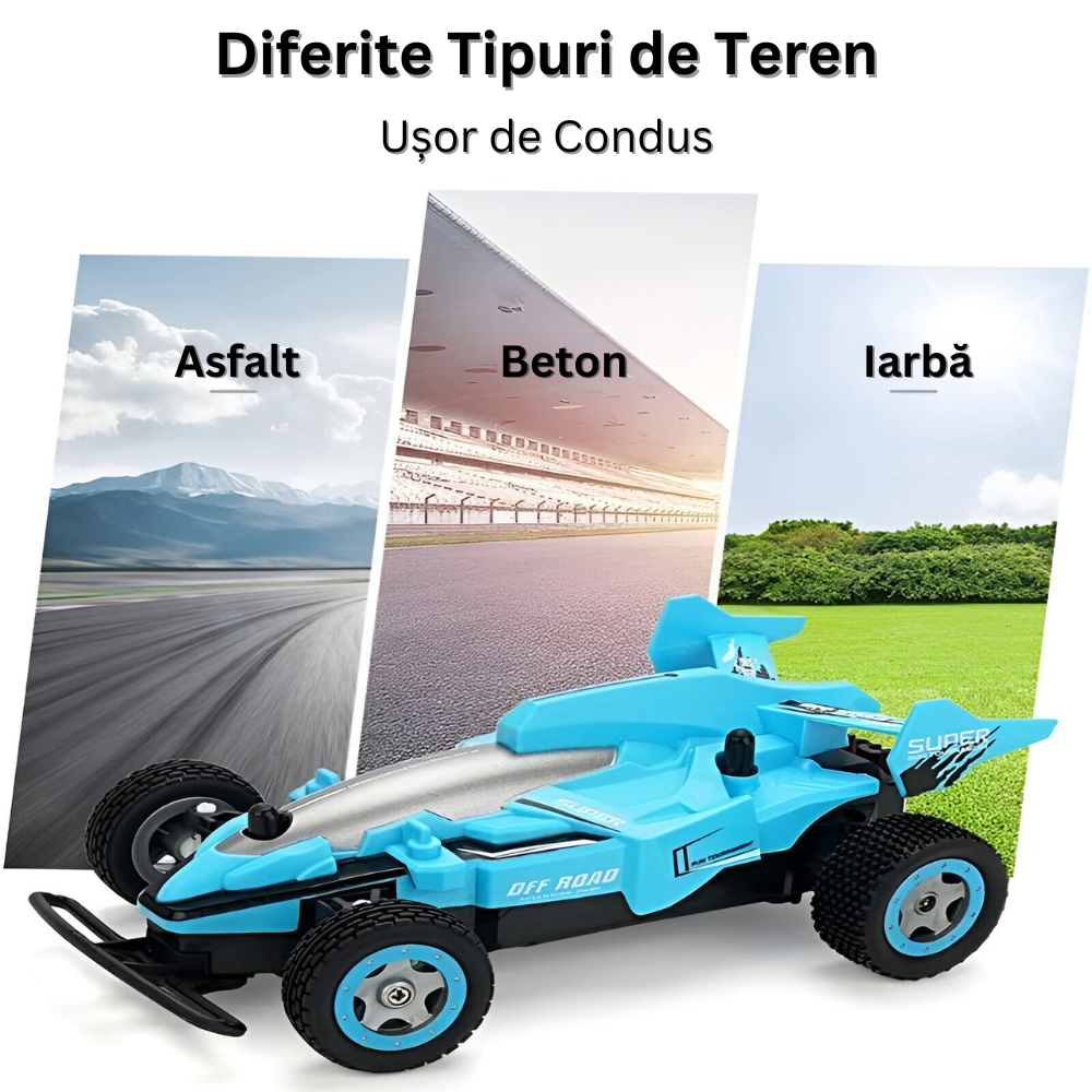 Masina Off-Road cu Telecomanda RC, Curse de Viteza pentru Copii, Sunete Interactive, Cauciucuri Rezistente, Controler 2.4 GHz, Baterie Reincarcabila, Cablu Inclus, 1:20, 19 x 12 x 9 cm, Multicolor