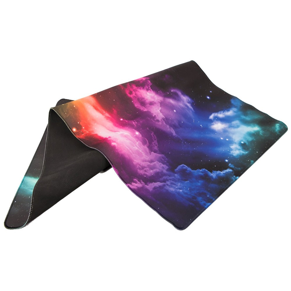 Mousepad Mare Cauciucat pentru Gaming, Birou, Office, Antiderapant, Cusaturi Anti-Rupere, Waterproof, model Galaxie, 80 x 30cm, Negru