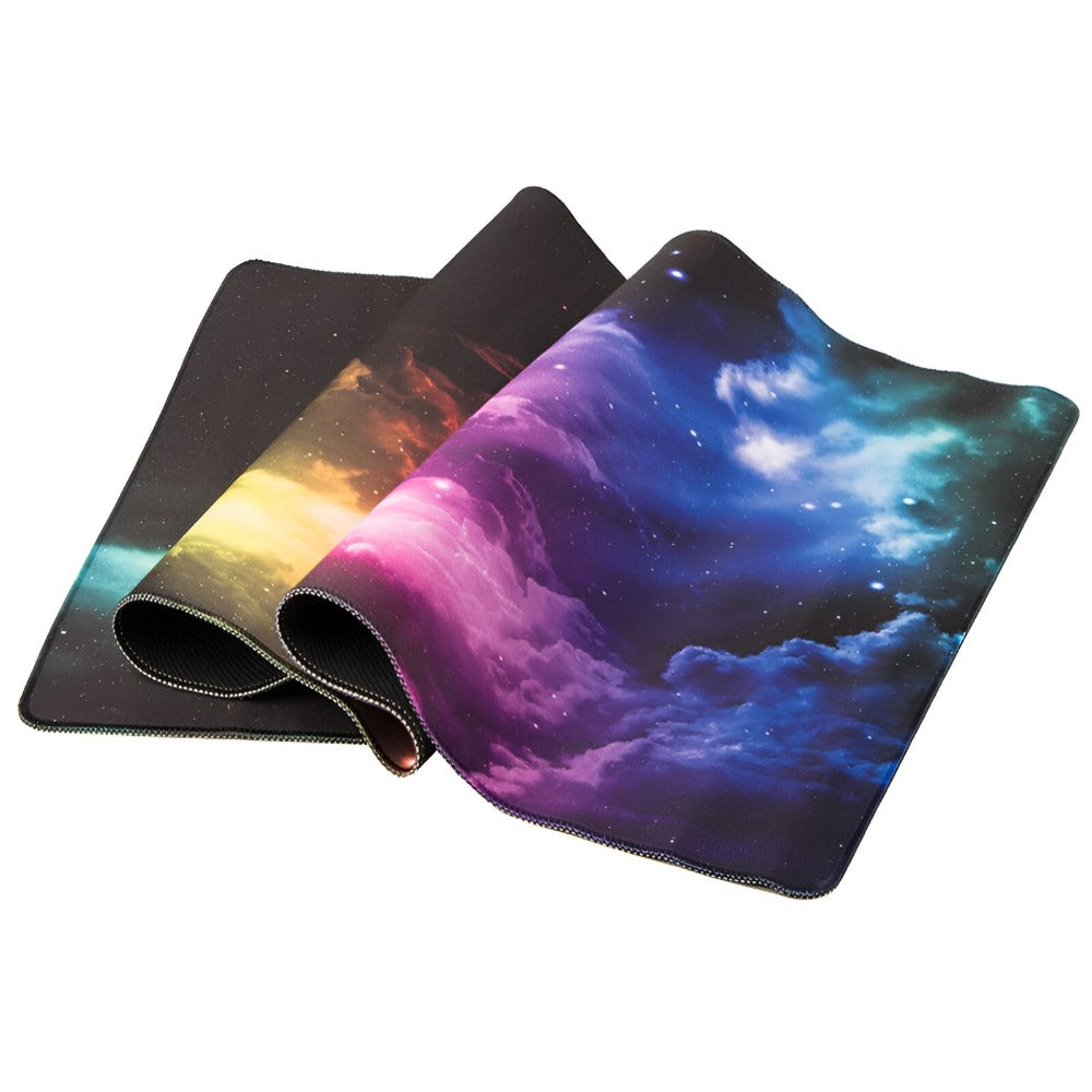 Mousepad Mare Cauciucat pentru Gaming, Birou, Office, Antiderapant, Cusaturi Anti-Rupere, Waterproof, model Galaxie, 80 x 30cm, Negru