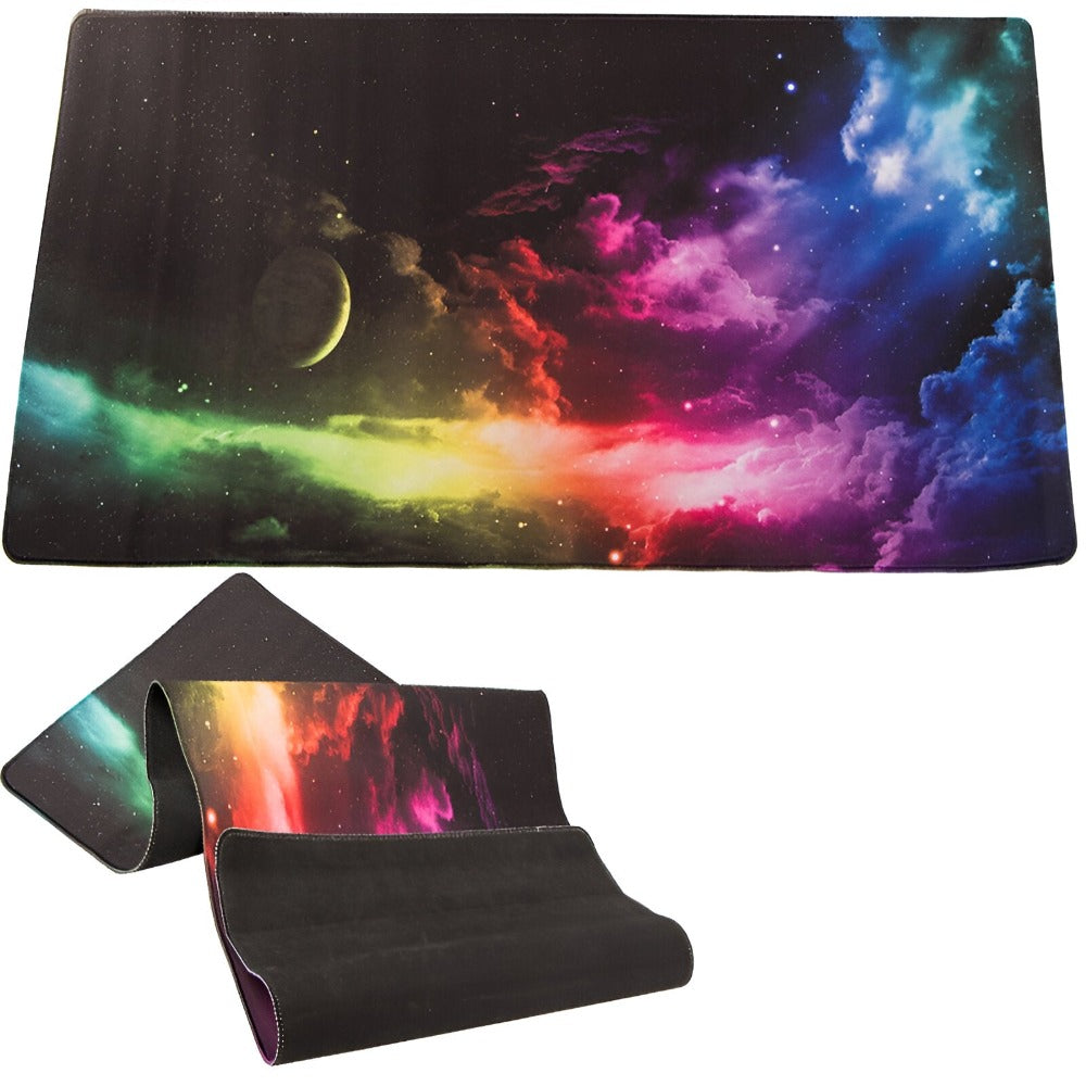 Mousepad Mare Cauciucat pentru Gaming, Birou, Office, Antiderapant, Cusaturi Anti-Rupere, Waterproof, model Galaxie, 80 x 30cm, Negru
