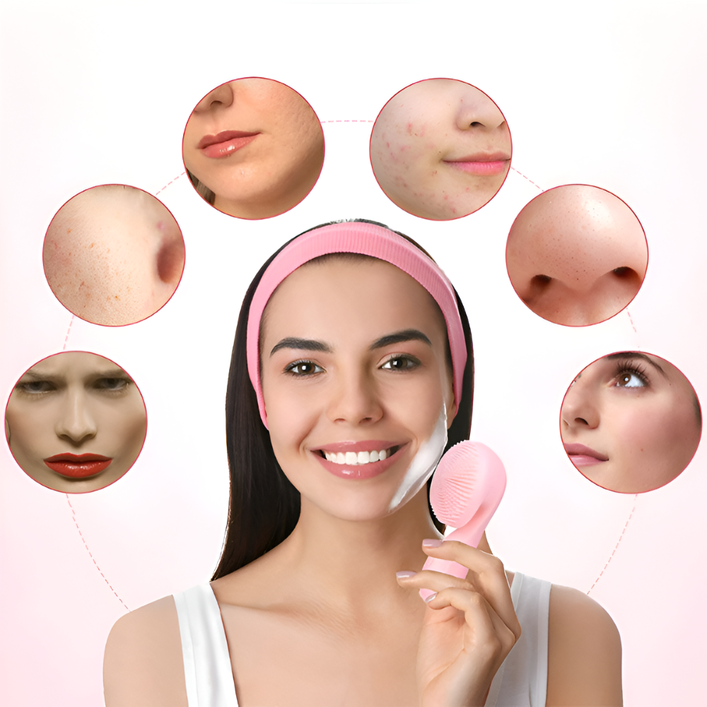 Perie Electrica de Silicon pentru Curatare Faciala, 4 Moduri de Utilizare, Curatare, Demachiere, Masaj si Lifting, Fara Fir, Rezistent la Apa, pentru Eliminarea Ridurilor, Ingrijirea Tenului, Circulatia Sangelui, Portabil, Incarcare Magnetica, Roz