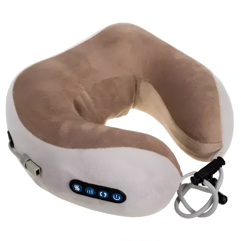 Perna pentru Masaj la Gat, Suport Cervical, din Spuma cu Memorie, in forma de U, 3 Functii, Miscare Circulara, Relaxarea Muschilor, Pozitie Confortabila, Incalzire, Husa Detasabila, pentru Acasa, Birou, Masina sau Calatorii, Incarcare USB, Gri