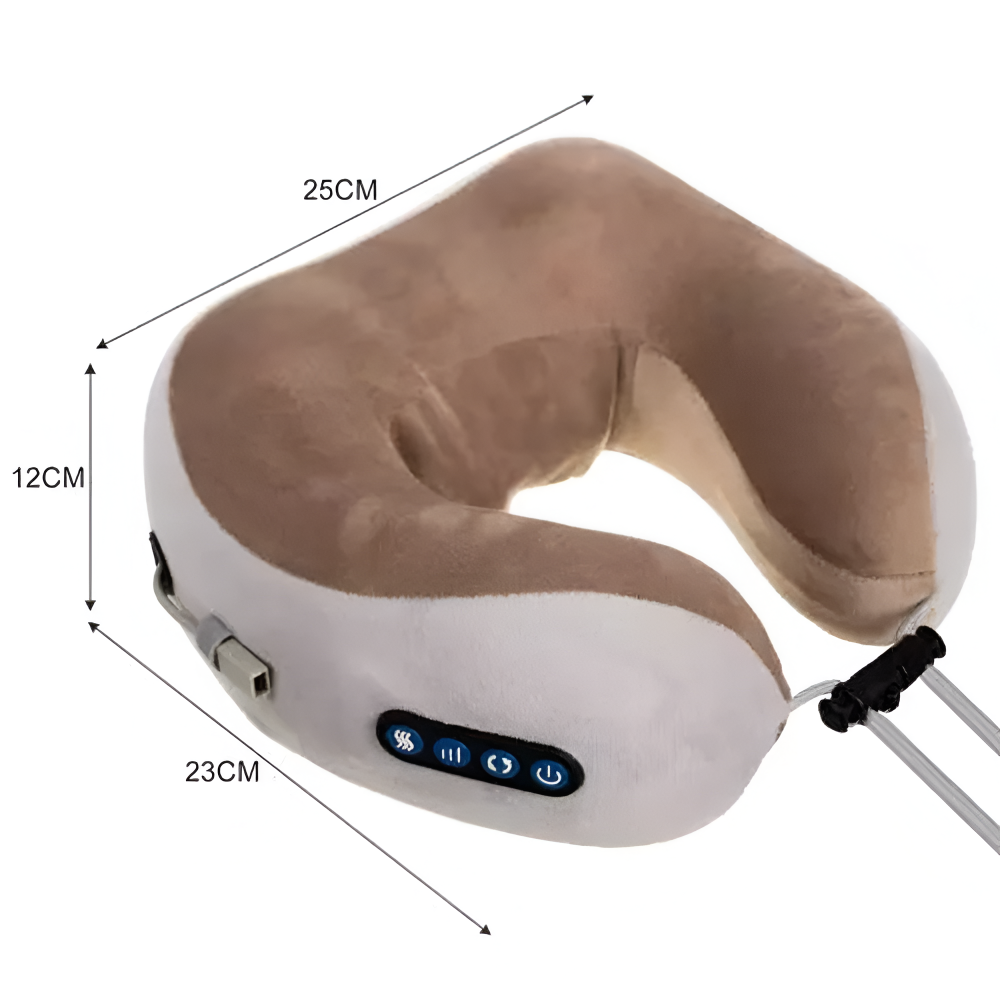 Perna pentru Masaj la Gat, Suport Cervical, din Spuma cu Memorie, in forma de U, 3 Functii, Miscare Circulara, Relaxarea Muschilor, Pozitie Confortabila, Incalzire, Husa Detasabila, pentru Acasa, Birou, Masina sau Calatorii, Incarcare USB, Gri