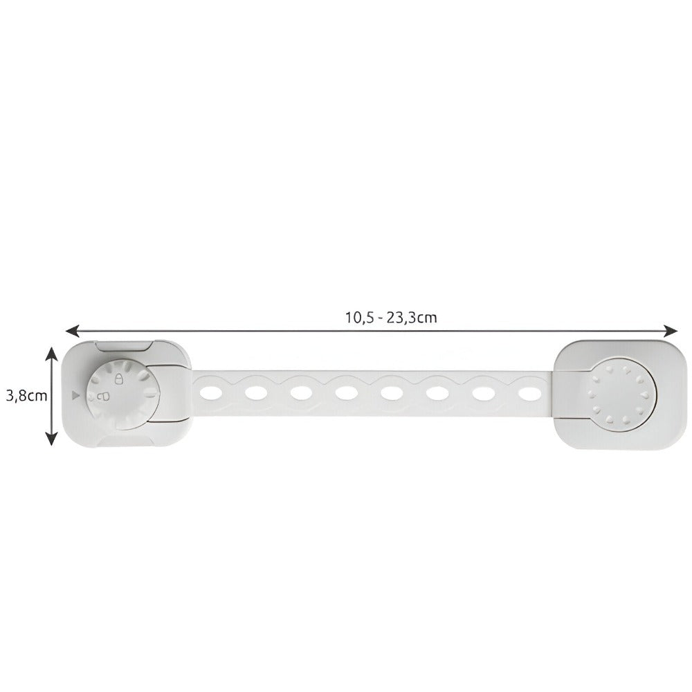 Set 6 Sigurante Usi Copii, Sistem de Blocare Mobilier, Sertare, Dulap, Frigider, Congelator, Usa Cuptor, Capac Toaleta, Previne Deschiderea Accidentala, Banda Autoadeziva, Fara Urme dupa Indepartare, Lungime Ajustabila, Sistem Inchidere Dublu, Alb