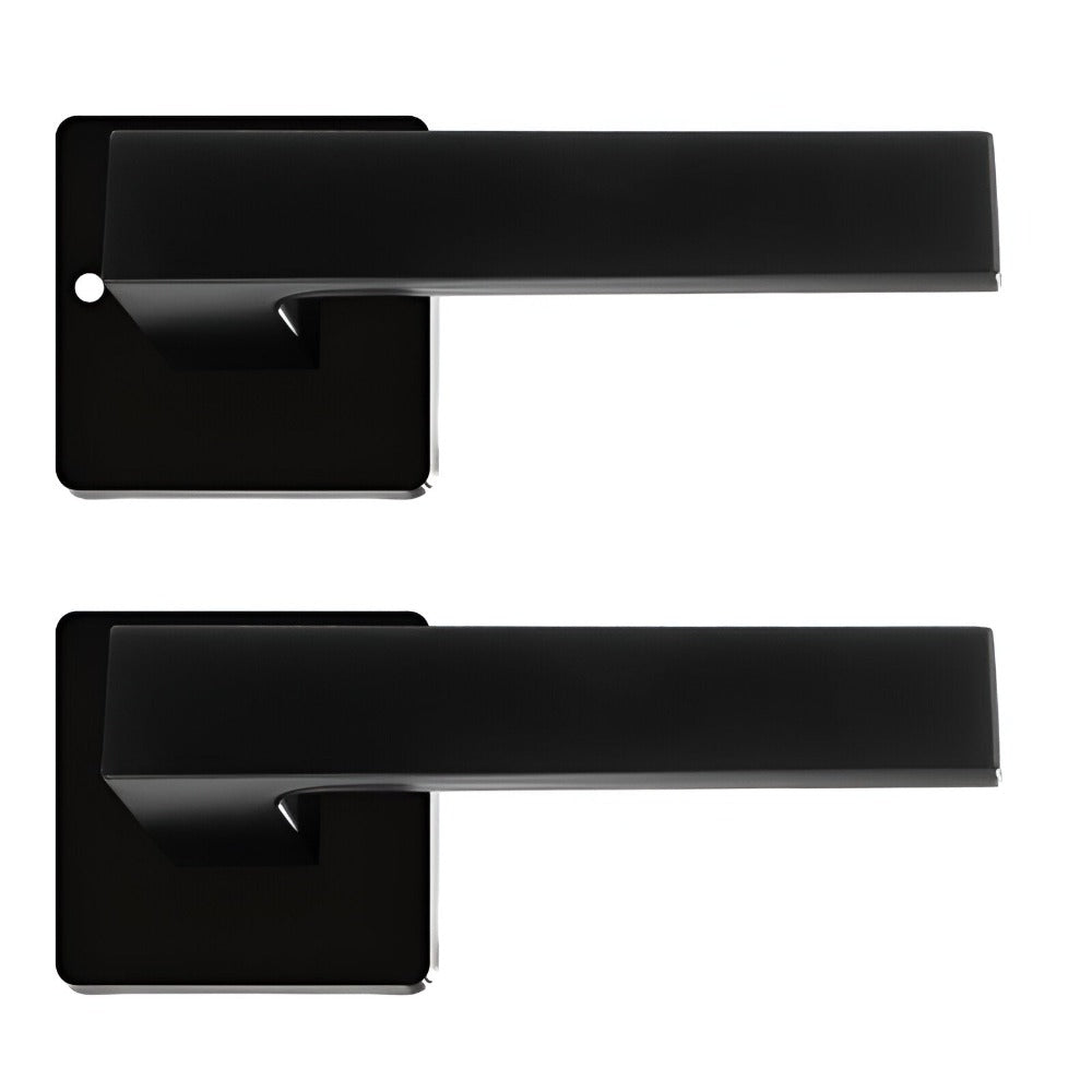 Set Maner Usa Interior, cu Rozeta Cheie, Reversibil, Universal, Silentios, Reglabil, Elegant, Rezistent, din Aluminiu/Fier, pentru Living, Dormitor, Bucatarie, Baie, Accesorii Montare Incluse, 140 x 53 mm, Negru Mat