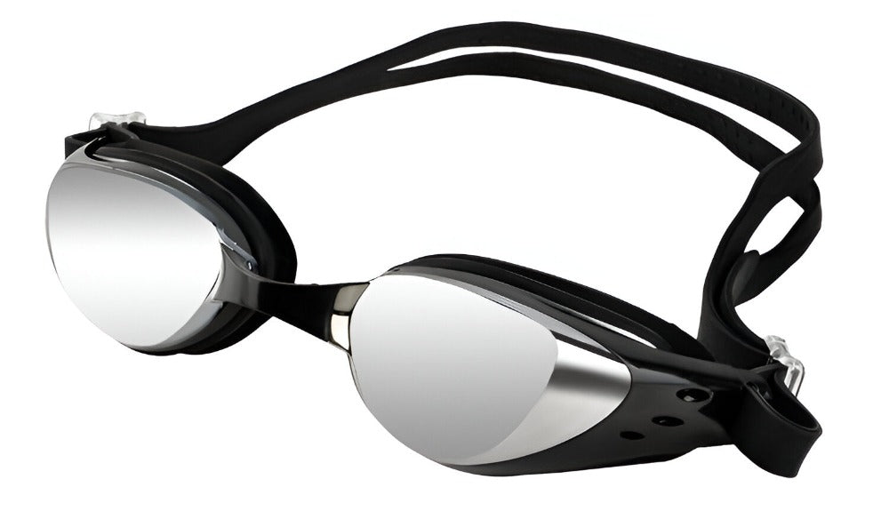 Set de Inot, Ochelari Anti-Aburire si Protectie UV, Lentile Oglinda Polarizate, Dopuri Urechi Moi Ajustabile, Cleste Nas, pentru Profesionisti si Amatori, Marime Curea Reglabila 36-40 cm, Unisex, Carcasa Depozitare Inclusa, Negru